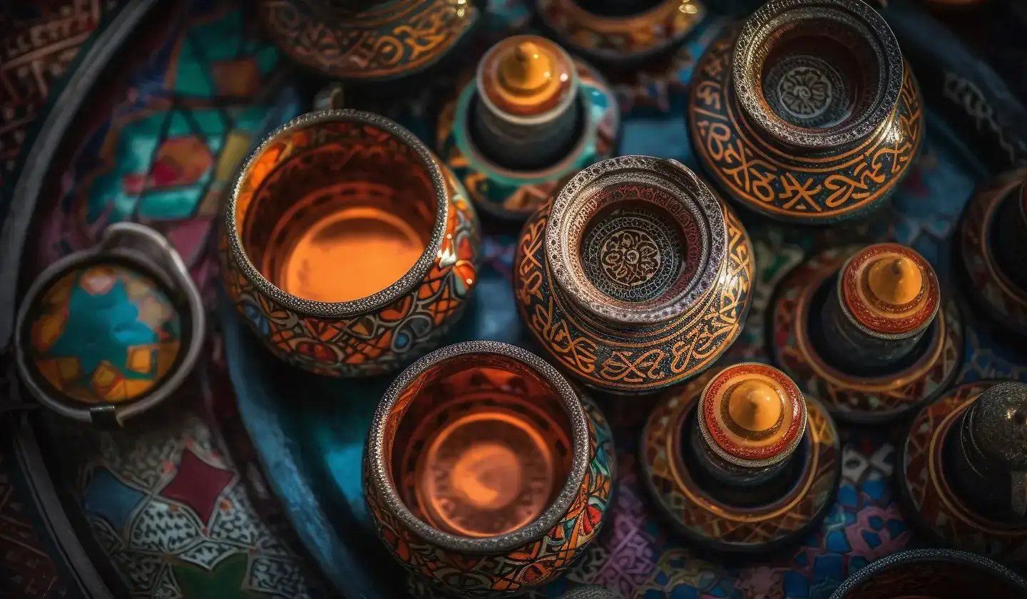 Global marketplace background featuring authentic souvenirs and local crafts from artisans worldwide